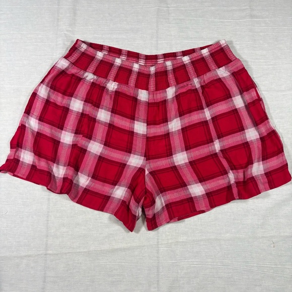 Torrid Plaid High Rise Smocked Waist Gauze Shorts-Red-Women 2X - Picture 2 of 6